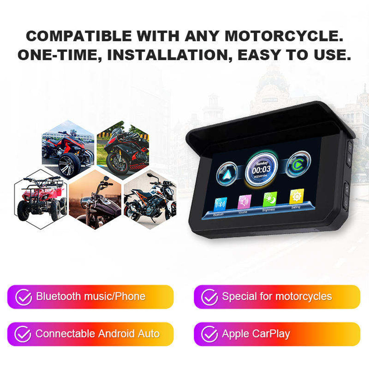 Karadar MT5004 Navigatore GPS per Moto con Carplay, Android Auto, Impermeabile, Schermo da 5 Pollici, Mappe Gratuite per Moto e Biciclette Karadar MT5004 Navigatore GPS per Moto con Carplay, Android Auto, Impermeabile, Schermo da 5 Pollici, Mappe Gratuite per Moto e Biciclette
