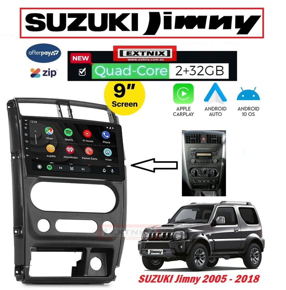 EXTNIX Apple Carplay Android Auto Suzuki Jimny JX Sierra Infotainment System